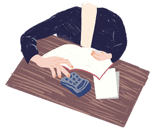オンライン見積もりをイメージした、計算作業中のイラスト