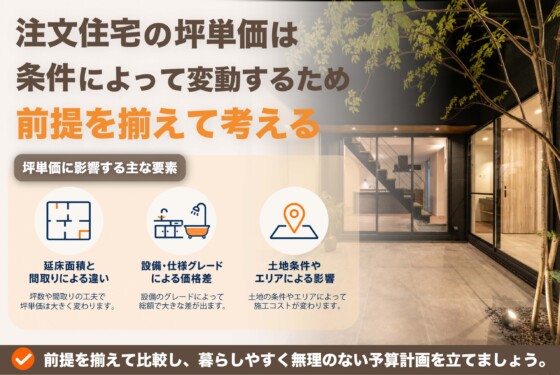 注文住宅の坪単価は条件によって変動するため前提を揃えて考える